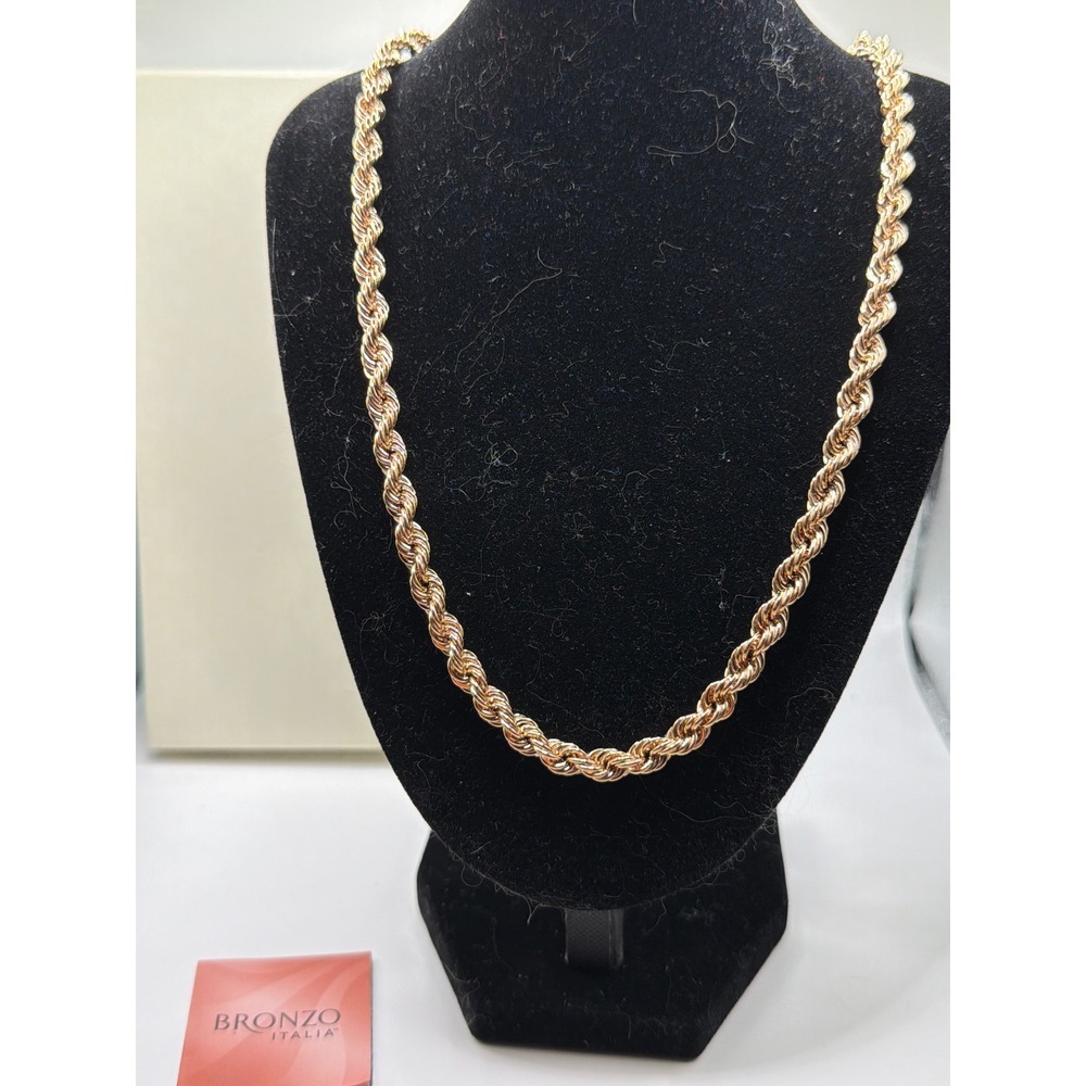 NIB VTG Bronzo Italia Rope Chain Necklace‎ Rose Gold Tone Bronze Made in Italy